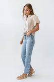 London Striped Button Up in Peach