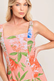 PEACH PETAL FLORAL MIDI DRESS