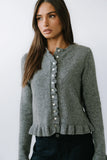Rosie Ruffle Sweater in Heather Grey FINAL SALE