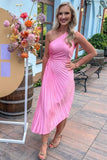 One Shoulder Cutout High Low Bridesmaid Dress
