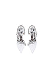 White Satin High Heels with Crystal Embellishments