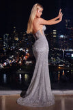 Maddox Gown Silver STRAPLESS GLITTER EMBELLISHED GOWN