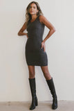 Vale Textured Knit Mini Dress in Charcoal FINAL SALE