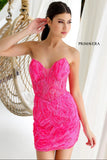 4222 Primavera Strapless Sequin Cocktail Dress with Illusion Bodice