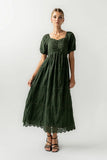 Luca Embroidered Maxi Dress in Hunter Green FINAL SALE