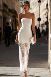 Strapless Bodycon Lace White Bridal Shower Dress