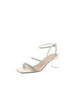 Square Open Toe Rhinestone Straps Party Shoes