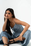 Khloe Cropped Denim Jumpsuit