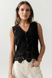 Vicky Crochet Vest in Black