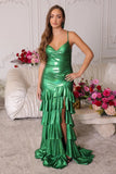 47101 Ava Presley Metallic Mermaid Ruffle Dress