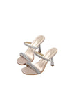Square Toe Rhinestone Stiletto Sandals