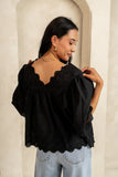 Faye Embroidered Blouse in Black FINAL SALE