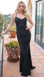 Rylie Gown Black Stretch Fitted Dress With Lace Bodice