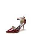 Patent Leather Wedding High Heels with Bow