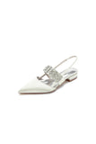 Pointed Toe Rhinestone Beaded Kitten Heels