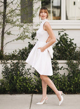 A Line Halter Sleeveless ShortMini Satin Wedding Dresses With Bow