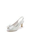 Open Toe Beaded Lace Wedding Shoes With Bow