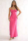 Paula Maxi Dress Fuchsia Pink Satin Slip Dress