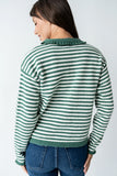 Brenna Striped Cardigan in Olive
