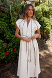 Edith Contrast Midi Dress in Natural FINAL SALE
