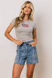 American Flag Tee in Grey FINAL SALE