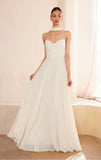 Ella Gown A line Strapless Chiffon Dress With Scarf Off White