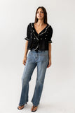 Suzie Embroidered Blouse in Black FINAL SALE