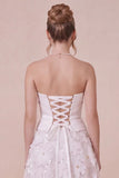 White A Line Floral Sweetheart Engagement Dress