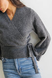 Addie Wrap Cardigan in Charcoal FINAL SALE