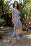 Vaeda Ribbed Tie Dress in Slate Blue FINAL SALE
