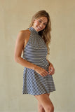 Gio Striped Mock Neck Mini Dress
