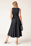 FOR THE RECORD SCALLOP V MIDI DRESS BLACK
