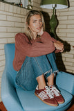 Stevie Striped Sneaker in Wine FINAL SALE
