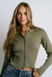 Julia Ribbed Cardigan in Olive FINAL SALE