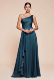 MIRANDA GOWN ONE SHOULDER SOFT SATIN A LINE DRESS