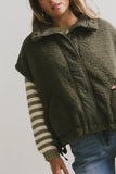 Johanna Sherpa Vest in Olive FINAL SALE