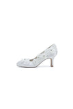 Lace Pointed Toe Chunky Heels with Beaded
