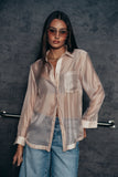 Liberty Sheer Button Up Blouse in Blush FINAL SALE