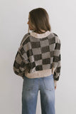 Cielo Checkered Sweater in Taupe FINAL SALE