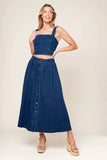 SIMPLY THE VIBE DENIM CROP TOP SKIRT SET