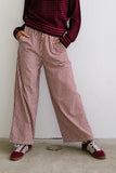 Ada Gingham Wide Leg Pants in Burgundy FINAL SALE