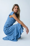 Mateo Floral Maxi Dress in Blue