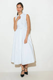 NORTH EAST MIDI White Cotton Pintuck Midi Shirt Dress