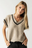 Hazel Embroidered Sweater Top in Oatmeal
