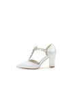 Chic Rhinestone Pointed Toe Ankle Strap Buckle Chunky Heel