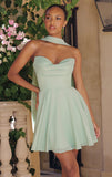 Ella Mini Dress A line Strapless Chiffon Cocktail Dress With Scarf