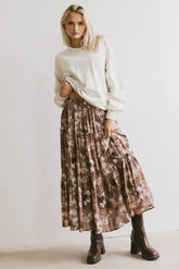 Maxine Floral Skirt in Brown FINAL SALE