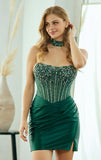 JOAN MINI DRESS STRAPLESS CORSET COCKTAIL DRESS CHOKER