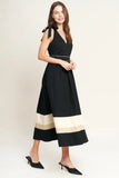 FOREST CHARM BLACK CREAM MIDI DRESS