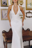 Tessa Gown Off White Mermaid Halter Satin Gown